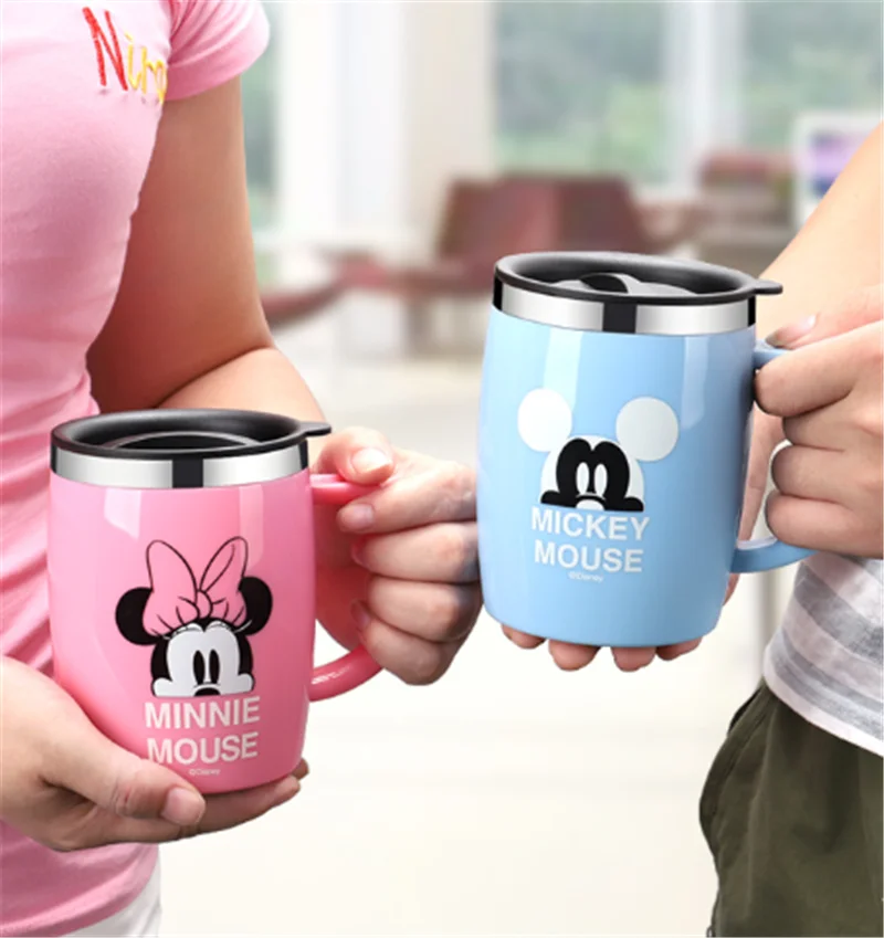 400 мл disney Микки и Минни Маус мультфильм стакана воды с ручка для крышки 316 Нержавеющая сталь Кофе кружка домашнего офиса молоко посуда для напитков подарки