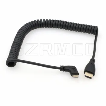 

Right Angled Mini HDMI to HDMI High Speed Coiled Cable for Canon Sony CX7 / SR7E DSLR Camera ATOMOS Monitor