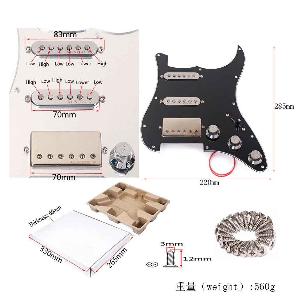 1 Set Wired Alnico 5 Humbucker Pickup Pickguard Protector SSH for  Strat Electric Guitar Accessory