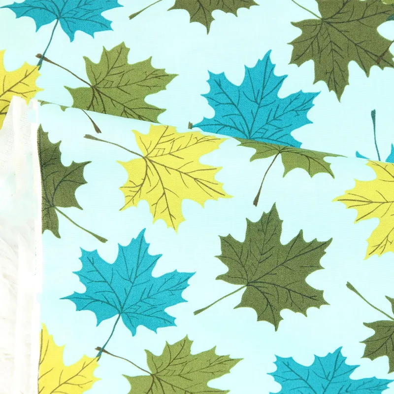 Полуярд простая хлопковая ткань с принтом кленового листа, ручной работы DIY одежды платье Ткань хлопок CR-67