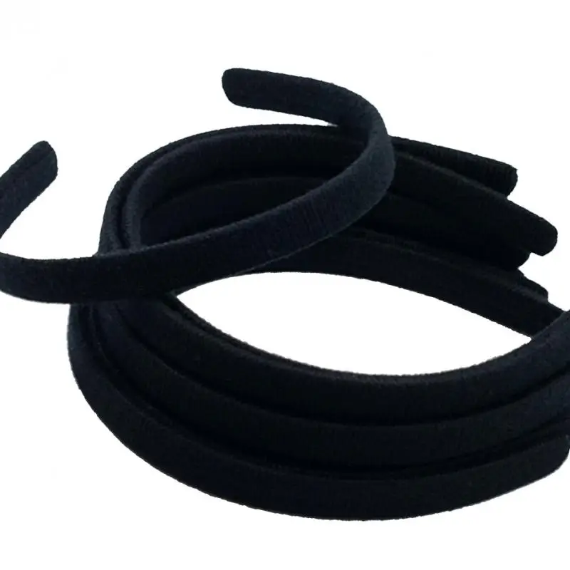 10x Black Fabric Hair Band Hoop Headband for DIY Hair Accessories Craft 15mm