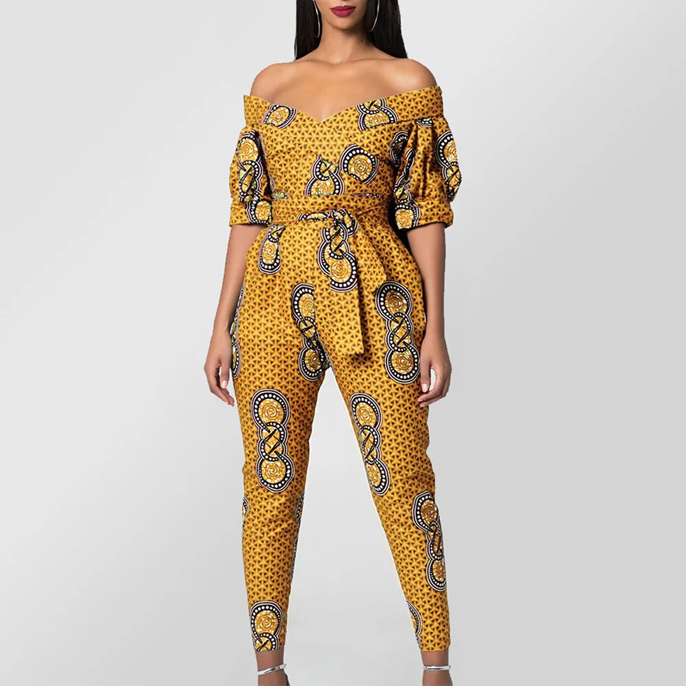 BOHISEN Дашики африканские платья для женщин Базен комбинезоны Анкара платья с открытыми плечами Riche африканская одежда с принтом для женщин