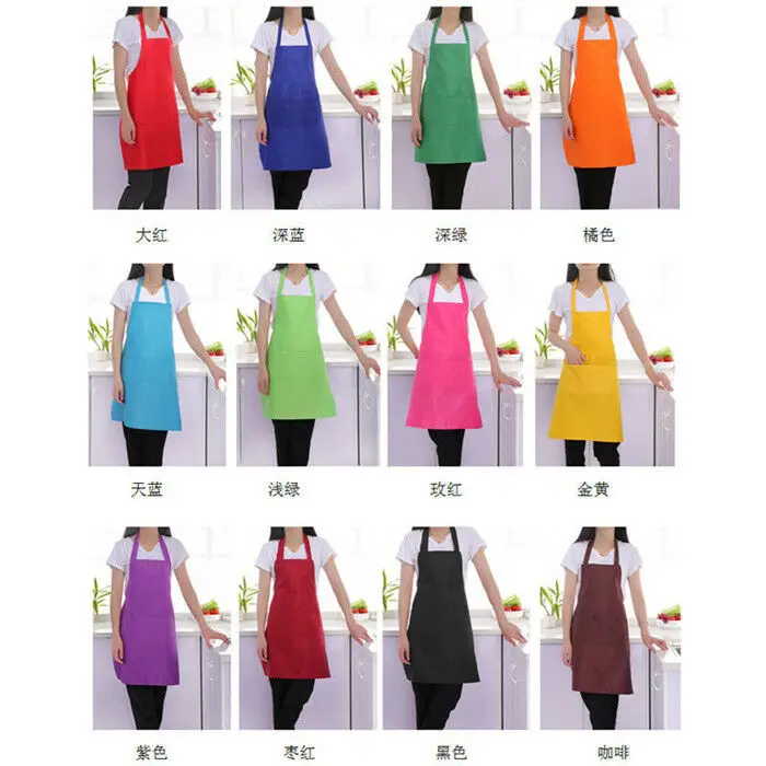 Thicken Cotton Blend Sleeveless Apron Anti-wear Cooking Kitchen Bib Women Men Aprons With Pocket