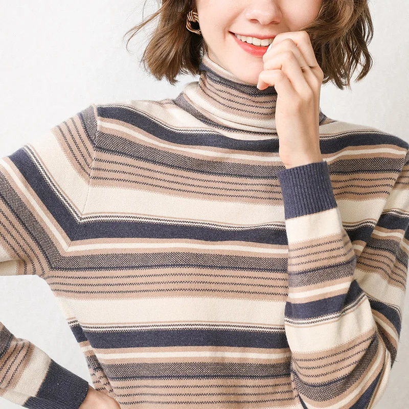 Hot-selling sweaters women's knitted cashmere striped autumn and winter S-XXXL | Женская одежда
