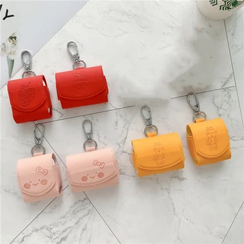 

Leather print brunch bear strawberry pig earphone soft Case For apple Airpods 1 2 Pro Wireless charging Bluetooth headset cover