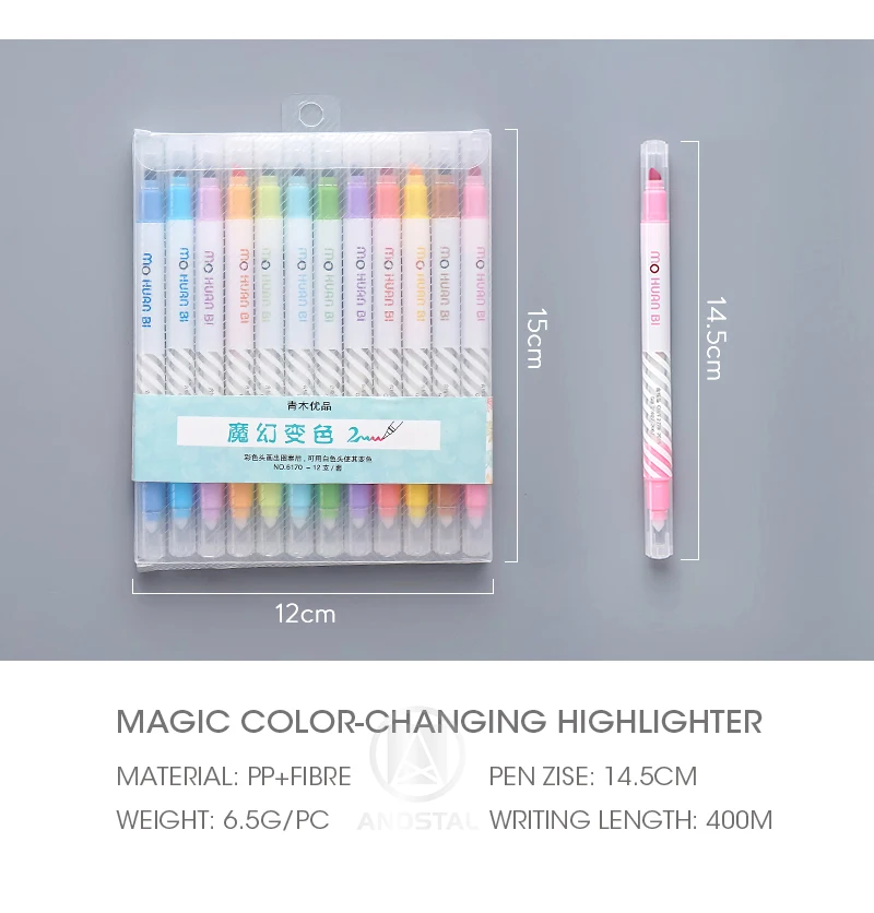 Andstal магический 12 цветов меняющий цвет хайлайтер Скрапбукинг Рисование Вода цвет маркер ручка набор флуоресцентные хайлайтеры