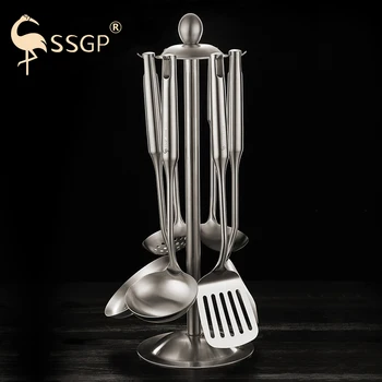 

SSGP Kitchenware Seven Piece Set 304 Stainless Steel Soup Spoon Shovel Spoon Spatula Set Full Set Kitchen Cooking Utensils Set