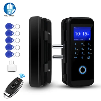 

Intelligent Biometric Fingerprint Glass Door Lock RFID Access Control Touch Digital Electronic Locks Remote Control Wireless