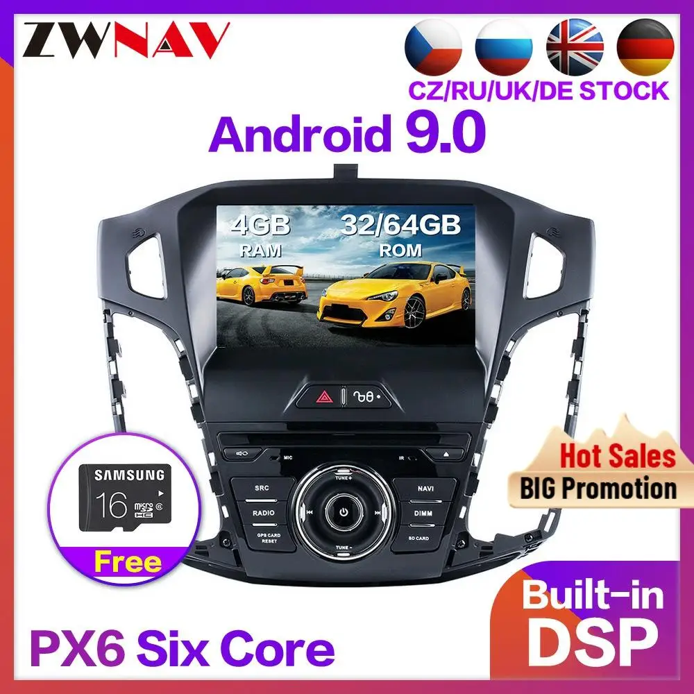 PX6 DSP Android Car Radio Receiver DVD Player For Ford focus 2012 2013 2014 2015 2016 2017 2018 Audio Stereo GPS Navi Head Unit |