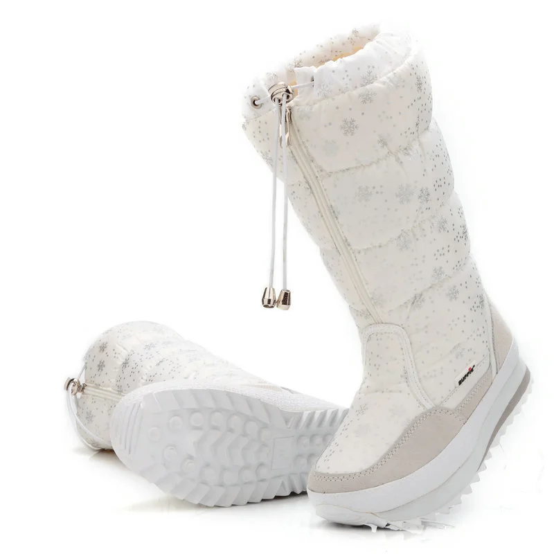 Женские зимние ботинки; Buffie; зимние ботинки; теплые зимние сапоги до колена на платформе; женские ботинки на платформе; Плюшевые Теплые JSH-M0767 - Цвет: white