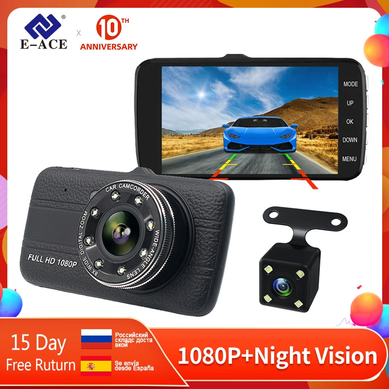 E-ACE 4.0 дюймов Автомобильный видеорегистратор Full HD 1080 P мини Камера автомобильная видео Регистраторы Авто регистратор зеркало заднего вида Н... E-ACE 4.0 дюймов Автомобильный видеорегистратор Full HD 1080 P мини Камера автомобильная видео Регистраторы Авто регистратор зеркало заднего вида Н...