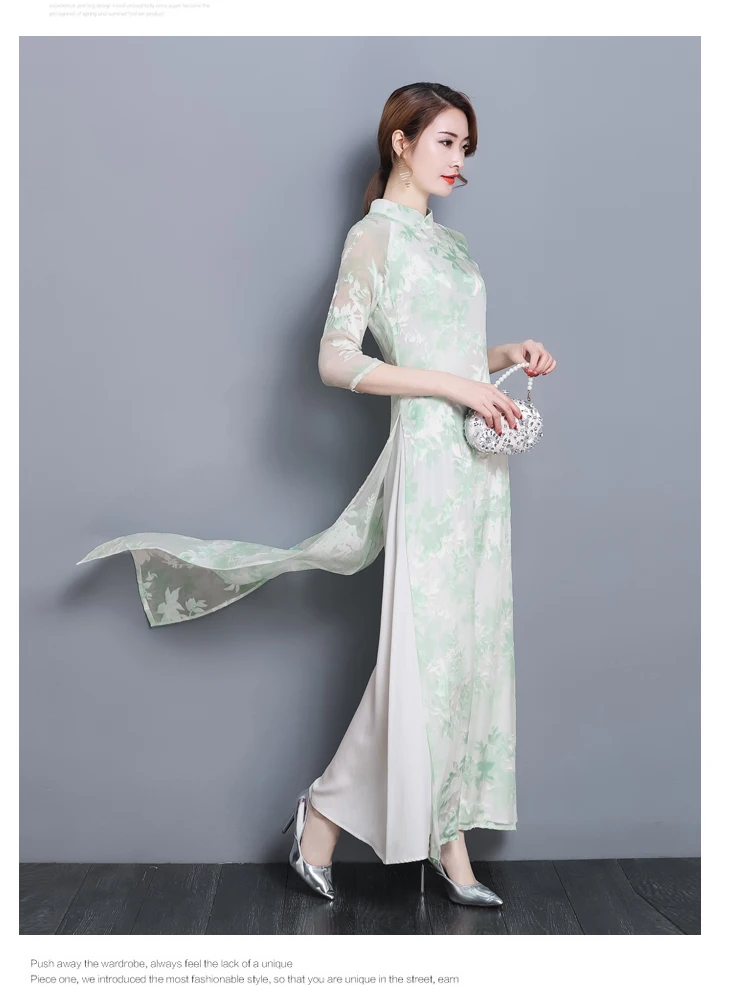 2 цвета вьетнамский Aodai традиционная одежда Ao Dai платья по колено Восточный Vietmam одежда Qipao платье для женщин