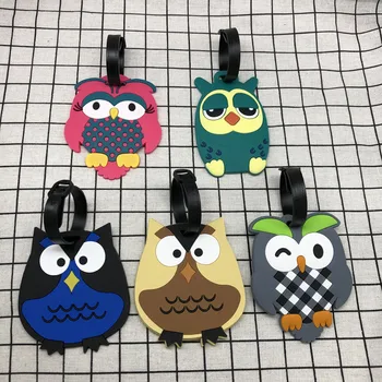 

New Fashion Luggage Tag Cartoon Owl Silica Gel Suitcase ID Addres Holder Baggage Boarding Tags Portable Label Travel Accessory