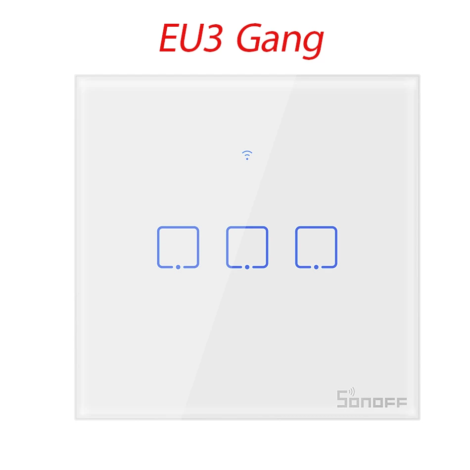 EU3 Gang Интеллектуальный выключатель света SONOFF T2 по стандартам ЕС/США/Великобритании партии 1/2/3 с 433 МГц WI-FI настенный переключатель RF настенный сенсорный выключатель серии TX для умного дома работать с Alexa Google - Цвет: EU3 Gang