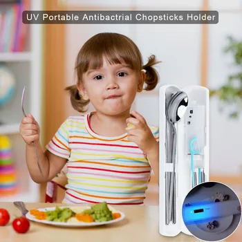 

Portable Travel Tableware Set UV Sterilizer Box USB Solar Intelligent Antibacterial Disinfection Spoon Sterilization Storage Box