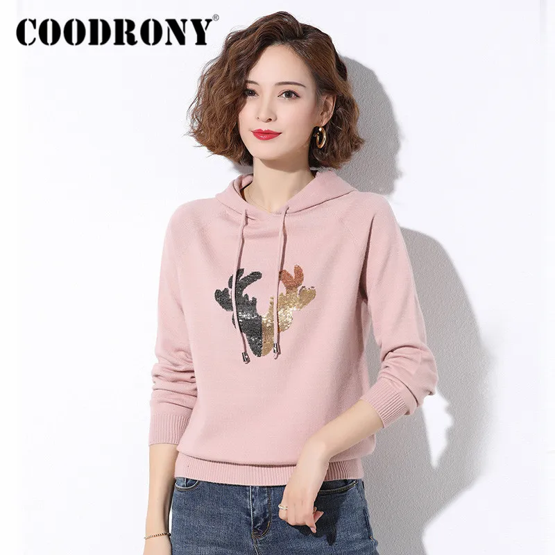 COODRONY Brand 2020 Autumn Winter Casual Soft Knitwear Jumpers Women Link Shoulder Sleeve Pullover Slim Sweaters Female W1079