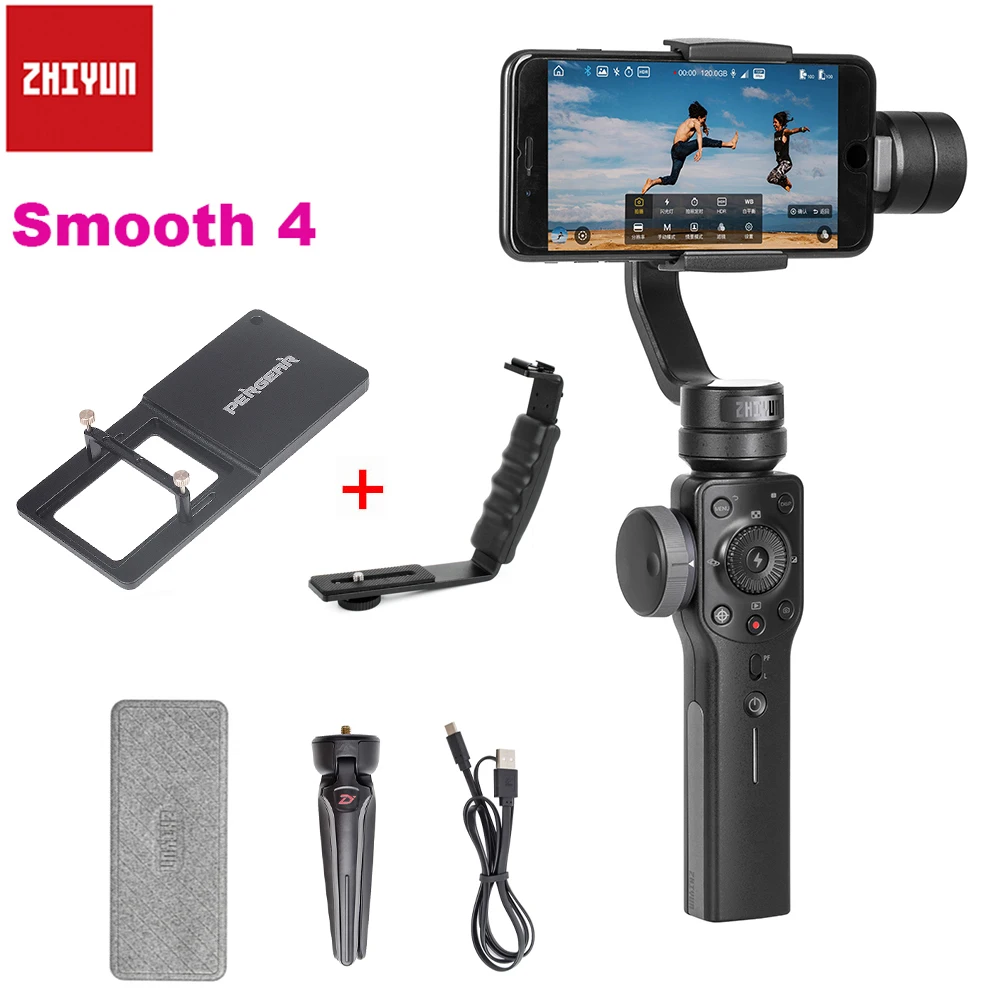 Zhiyun Smooth 4 3 осевой ручной зум стабилизатор для iPhone 11 Pro XS X 8P 8 Samsung S9 S8 Huawei P20 Xiaomi