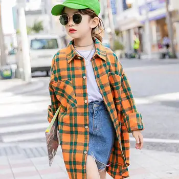 

2020 Spring Girls Plaid Patchwork Blouse New Arrival Kids Cotton Blouse For Teen Girls Fashion Design Baby Girls Blouse 10 12 14