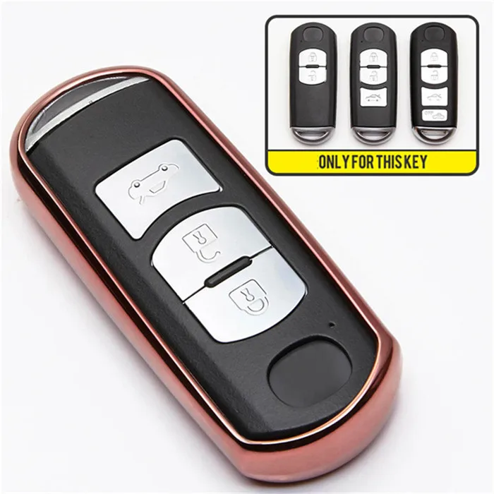 ТПУ Автомобильный ключ крышка для Mazda CX-5 CX-7 Mx5 3 Axela CX9 CX5 Atenza 6 CX 7 чехол для защиты ключей кольцо брелок стиль - Название цвета: Pink