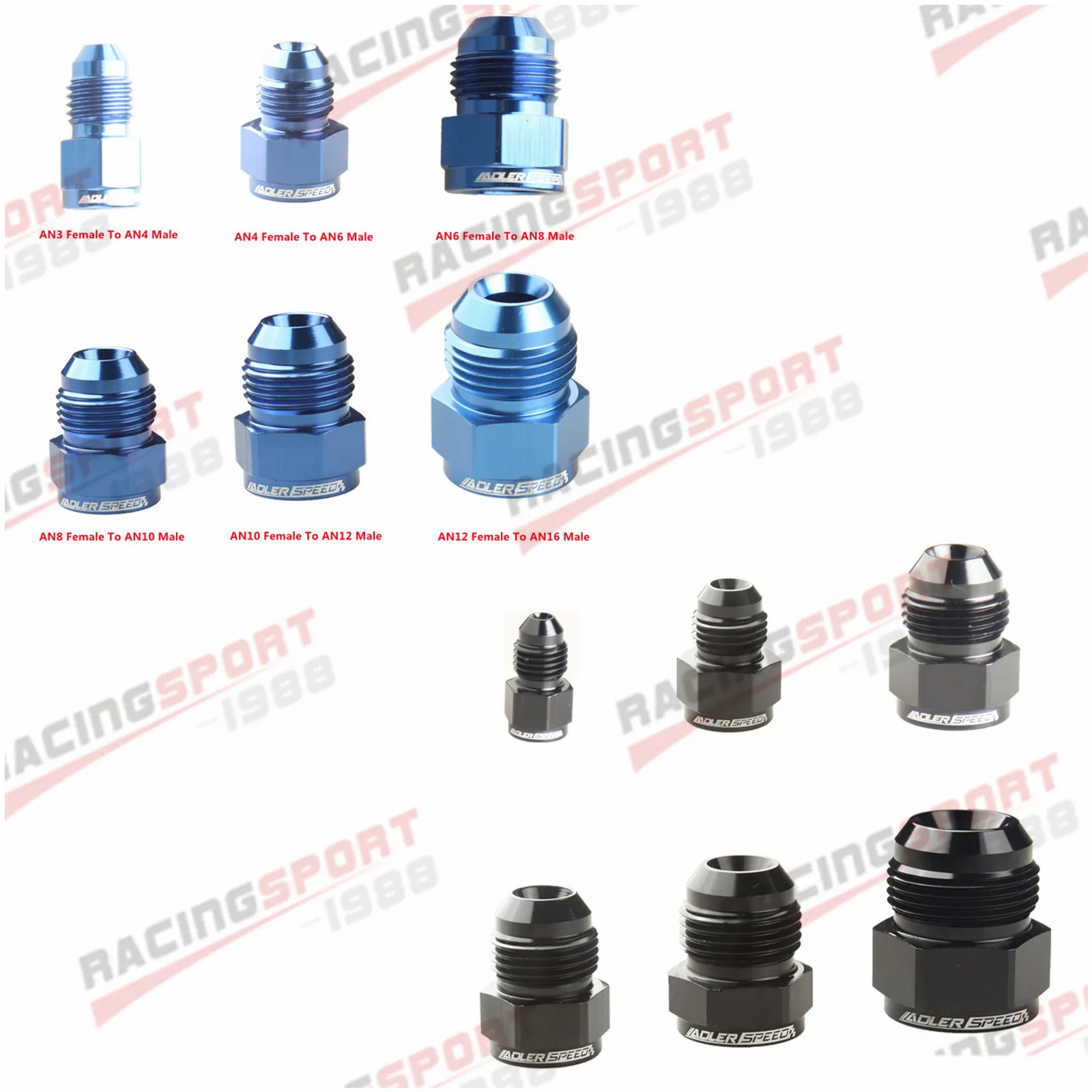 AN3 AN4 AN6 AN8 AN10 AN12 Female to Male Expander Fitting Adapter reducer expander fitting aluminum hose fitting Aluminium