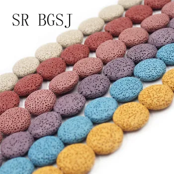 

Free Shipping SR 20mm Select by Color Coin Gemstone Beads Volcanic Rock Lava Beads Strand 15inch