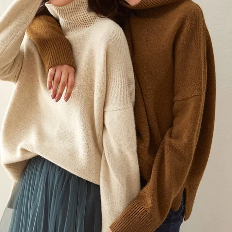 Осенне-зимний женский свитер с высоким воротником и дополнительной толщиной