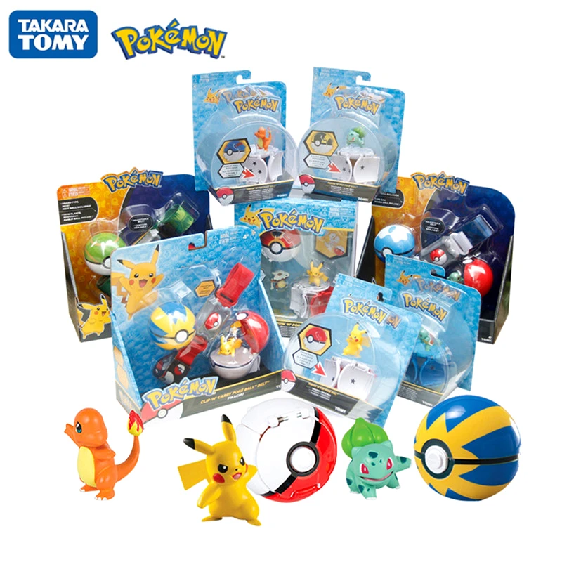 Véritable TOMY Pokemon elfe balle ceinture Pikachu Pokeball poche monstre Variant ensemble de jouets cosplay Action Figure modèle enfants jouet cadeau