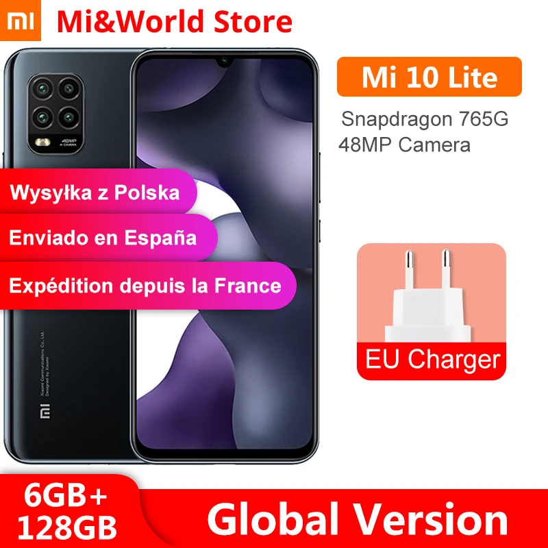 Глобальная версия Xiaomi Mi 10 Lite 6 ГБ ОЗУ 128 ROM смартфон с 5G Snapdragon 76 48MP Quad камеры 57