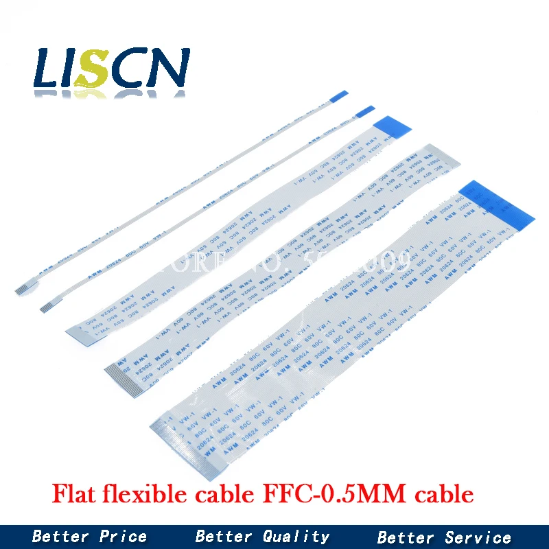 10 pces cabo flexível liso ffc fpc lcd cabo awm 20624 80c 60v VW 1 FFC 0.5MM|Conectores| -