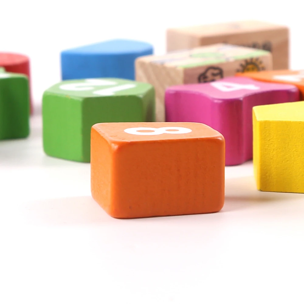  Baby Toys Wooden Block Clock Building Blocks Education Montessori Table Game Kids Toy for Children 