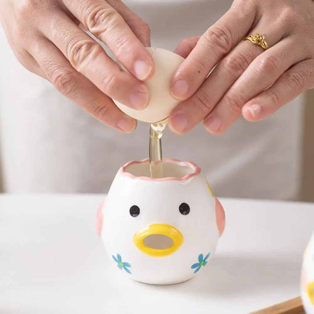 Funny Egg Separator Convenient Oval Beak Design Ceramic Chicken Shape Yolk Protein Filter Egg Divider egg separator