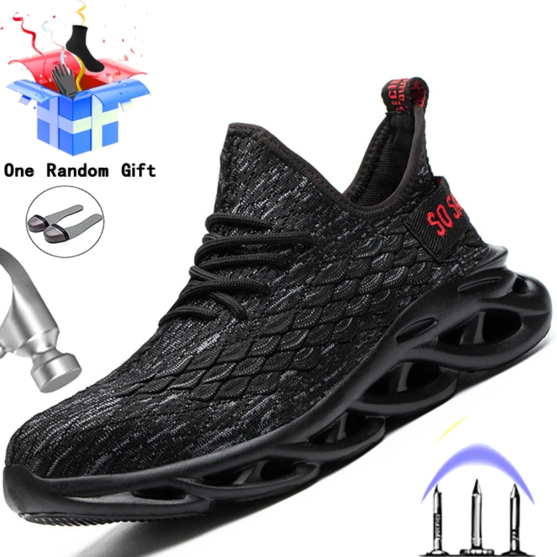 Zapatillas de trabajo para hombre, zapatos de seguridad con punta de acero, a prueba de perforaciones, ligeros, 2020