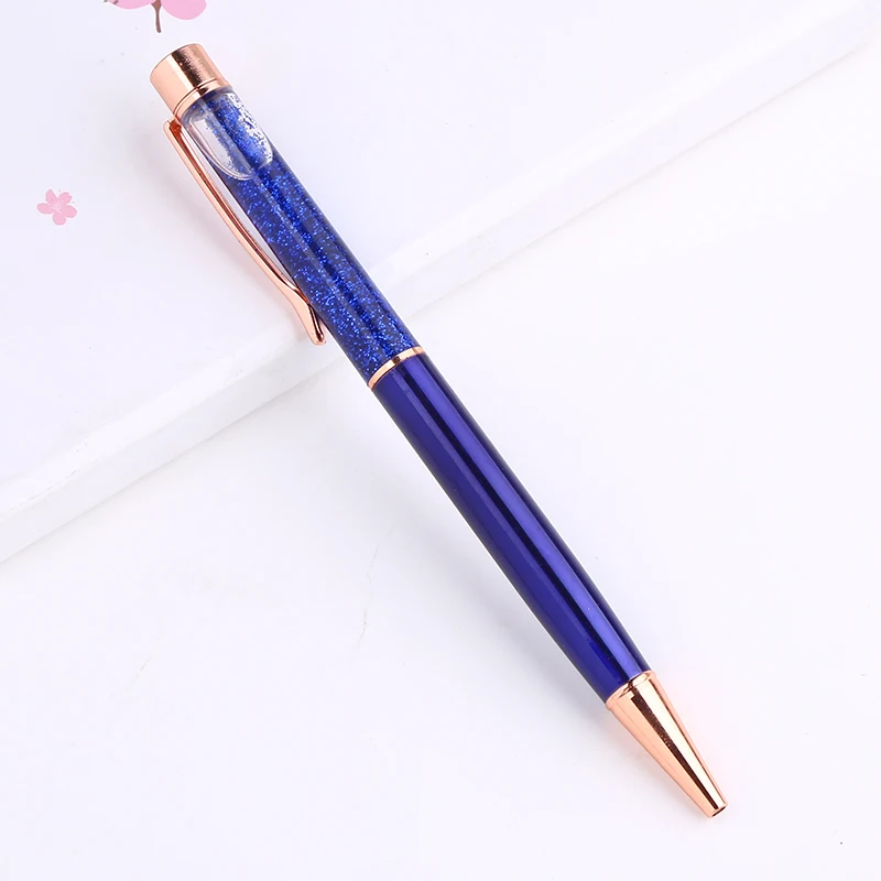 Dark Blue Кристальная шариковая ручка Swaroski, персонализированные алмазные Роскошные Металлические Ручки, креативные школьные офисные стационарные подарки с логотипом на заказ - Цвет: Dark Blue