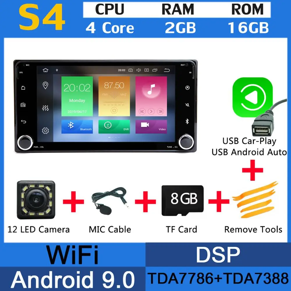 MTK USB CarPlay PX6 4G+64G Android 9 Car Stereo Radio GPS Auto CarPlay DSP For Toyota Crown Previa Tundra Sequoia Corolla Majority Matrix Camry - Цвет: MTK USB CarPlay