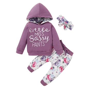 

Ma&Baby 3-24M Autumn Newborn Infant Baby Girl Clothes Set Letter Hooded T shirt Top Floral Pants Outfits Baby Costumes