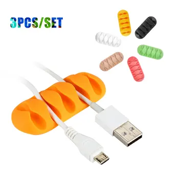 

Ucable 3pcs Colorful USB Cable Organizer Silicone Winder Management Clips Silicone Charger Holder Clips Cable Winder Clearance