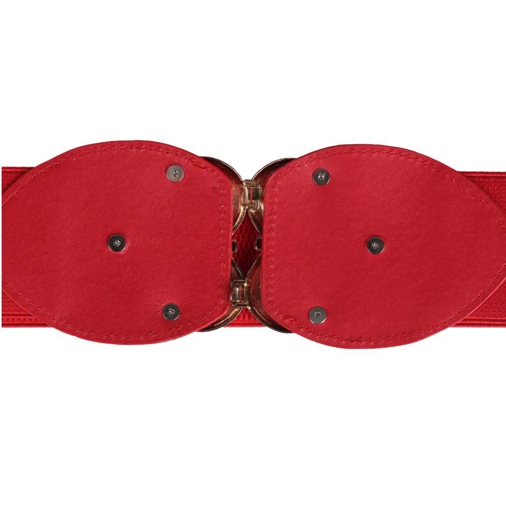 Jaycosin Adjustable Unisex Retro Fashion Decorative Elastic Wide Waistband Popular Metal Button Casual Leisure Belt