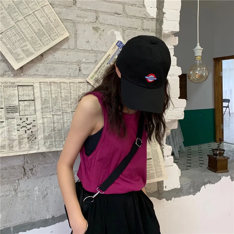 Новые летние повседневные однотонные майки в Корейском стиле, Camis, модные брендовые женские с длинной деталью, одежда, простые, популярные, высококачественные, свободные