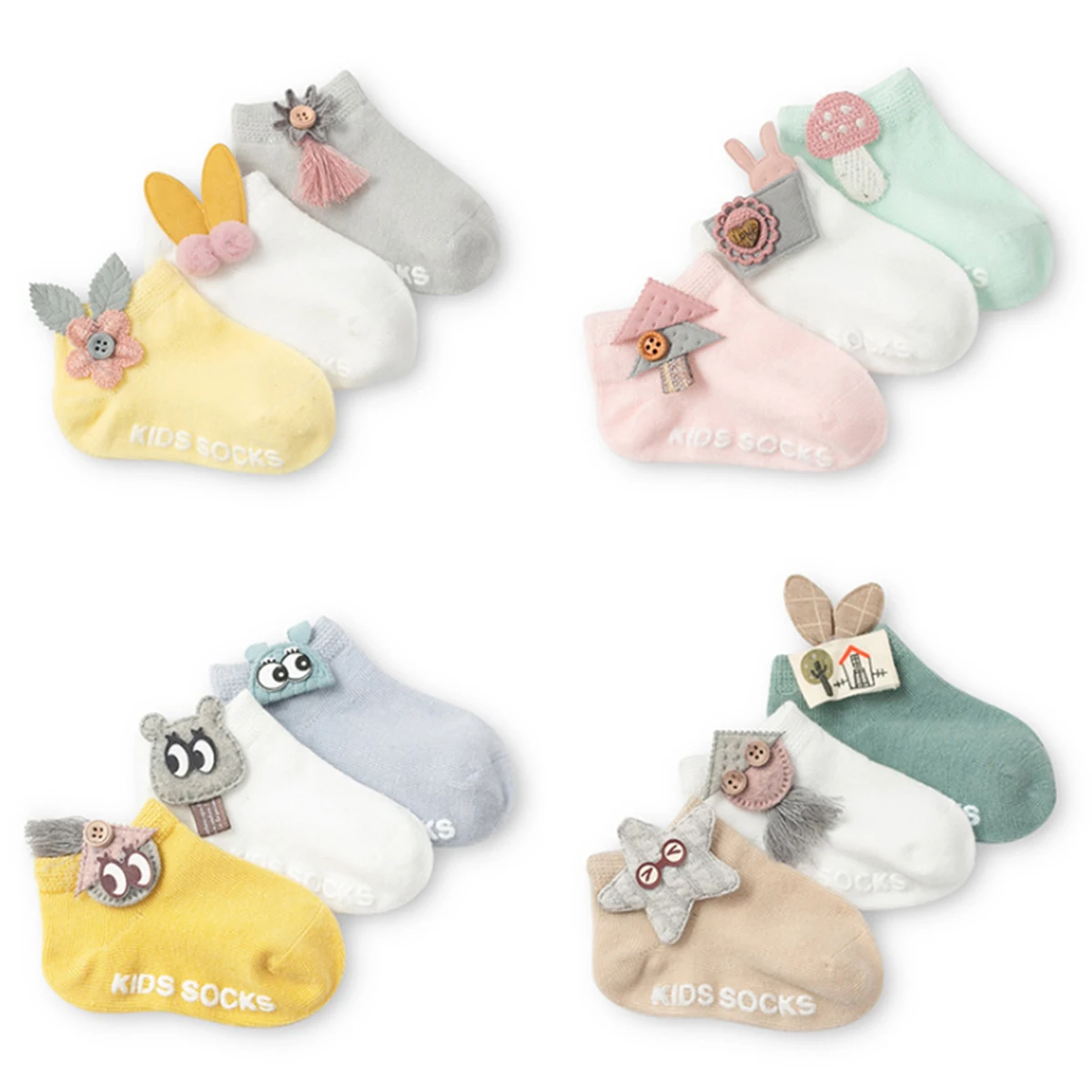 3Pairs/Set Wholesale Baby Girls Boys Socks Anti-Slip Gel Breathable Cotton Short Tube Summer for Kids | Детская одежда и обувь