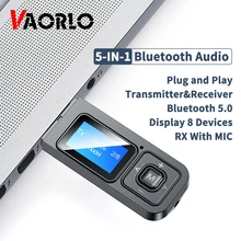 5-IN-1 USB Dongle Bluetooth 5,0 Audio Receiver Transmitter Mit LCD Display Mini 3,5mm AUX RCA wireless Adapter Mit MIC Für TV