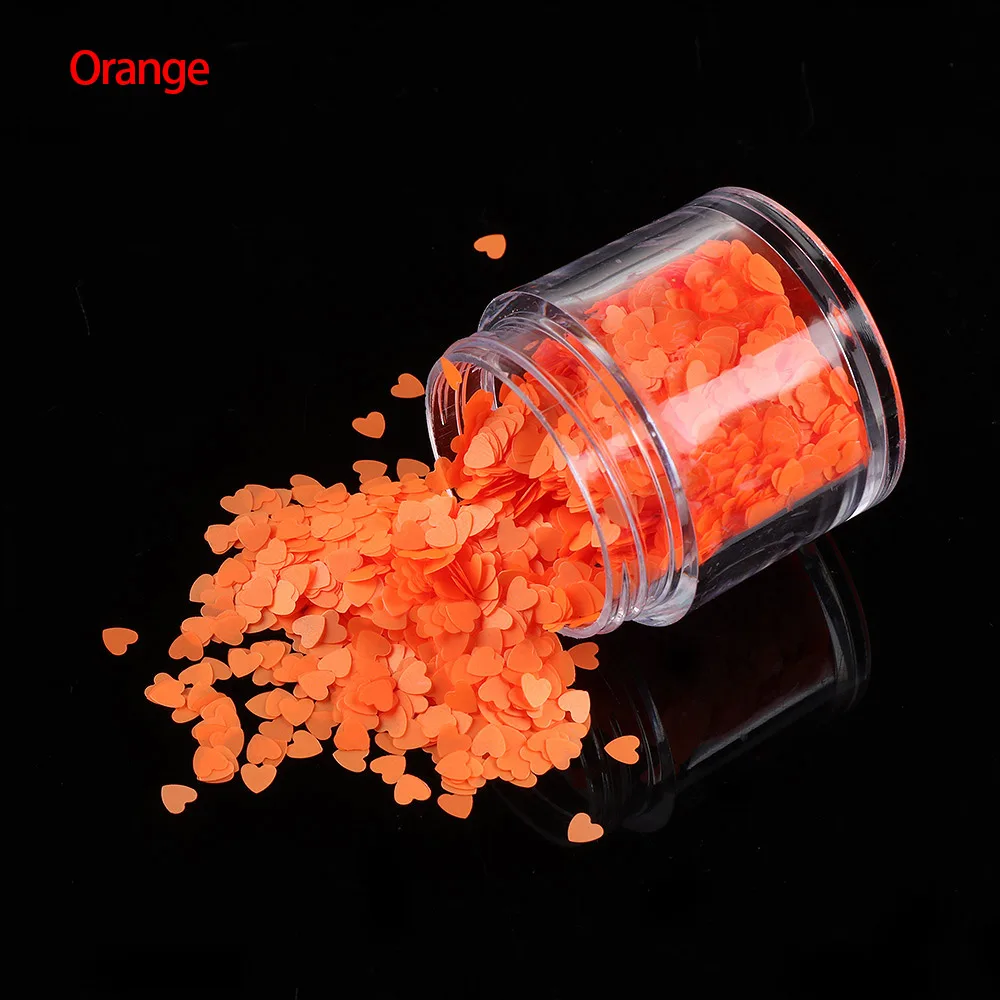 Orange 1 коробка 9 цветов Светящиеся Блестки для ногтей флуоресцентные хлопья для ногтей 3D блестки в форме сердца голографические DIY светящиеся украшения для ногтей - Цвет: Orange