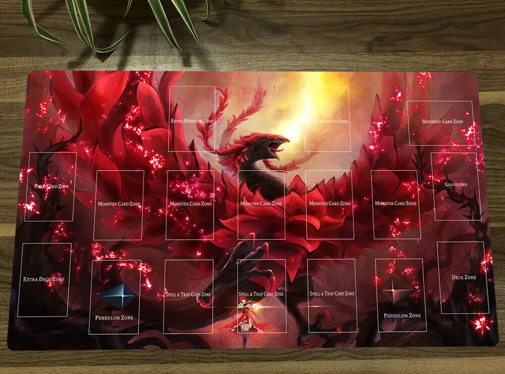 NEW YuGiOh Akiza Izinski Black Rose Dragon Mouse Pad Yugioh Playmat TCG CCG OCG Mat With Zones + Free Bag Gift