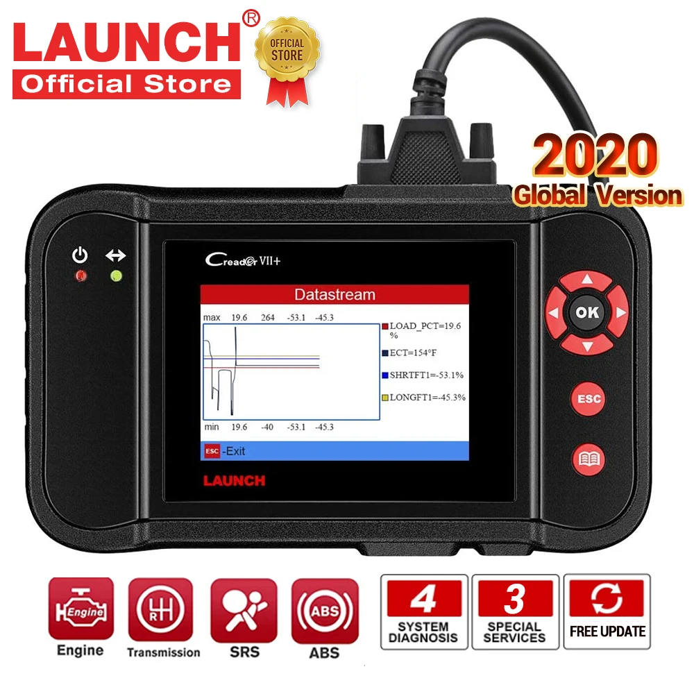 LAUNCH X431 Creader VII OBD2 двигатель ABS воздушная подушка SRS на диагностическом инструменте