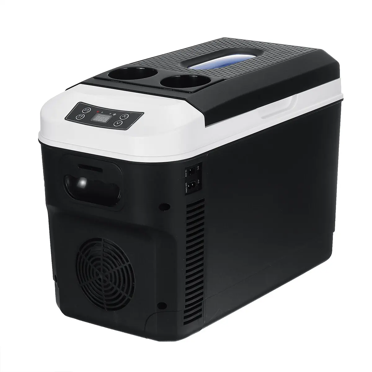 Portable 8 Can Thermoelectric Mini Fridge 10L Quarts Capacity, 12V DC/110V AC Cooler for home, den, dorm, cottage, cabin, beer car refrigerator
