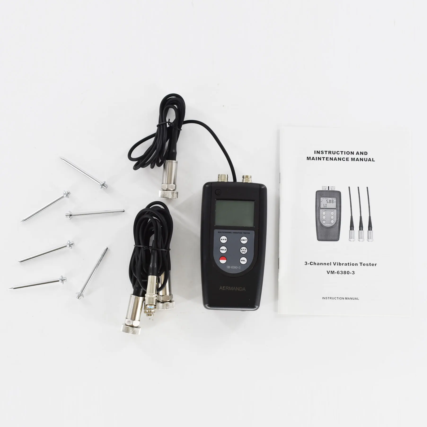3D Vibration Tester 3 Channels VM-6380-3 Digital Vibrometer 0.01-400mm/s True RMS 5