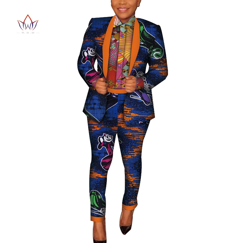 Женские комплекты из 3 предметов Africn Ankara рубашка с принтом и куртка и брюки Bazin Riche повседневные комплекты пальто африканская одежда для женщин WY4098 - Цвет: 11