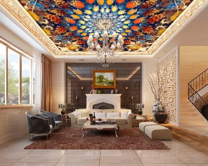 

custom ceiling 3d mural wallpaper Colorful rotating pattern for bedroom living room Large 3D ceiling wallpaper