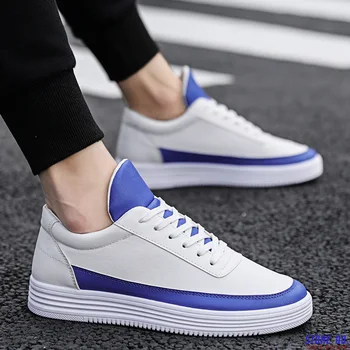 

Men White Flat Shoes Lace-up Comfortable Leather Sneaker for Male Tenis Masculino Adulto Top Quality Men Korean Casual Shoes