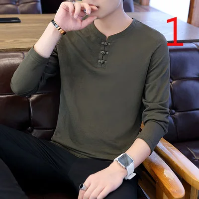 

2020 autumn long-sleeved T-shirt men's thin section round neck Korean version of self- cultivation