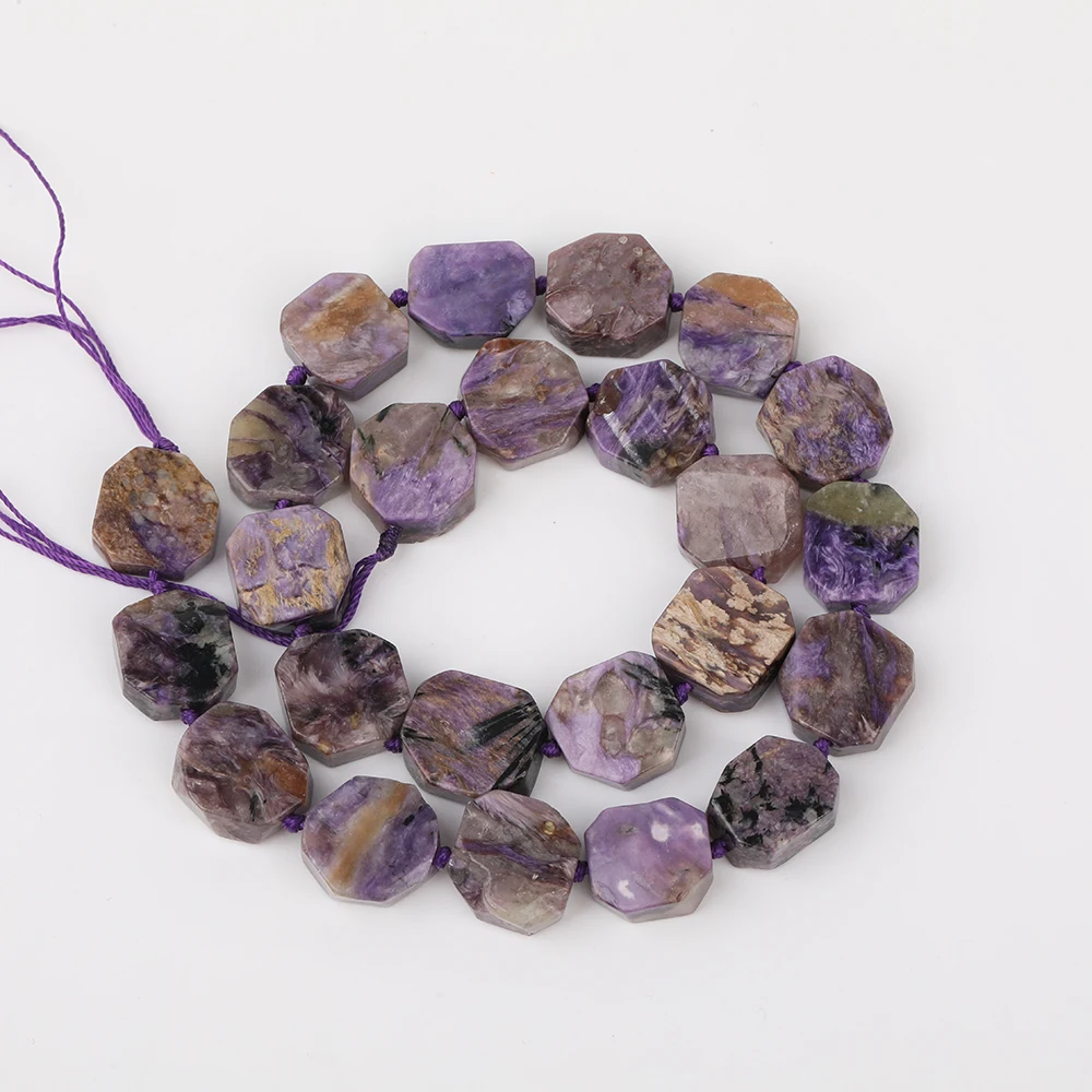 Purple Charoite Натуральный розовый опал плиты Octangle свободные бусины Ювелирные пряди, граненый ломтик Синий Апатит Подвески бусины кулон XT-11AMCE - Цвет: Purple Charoite